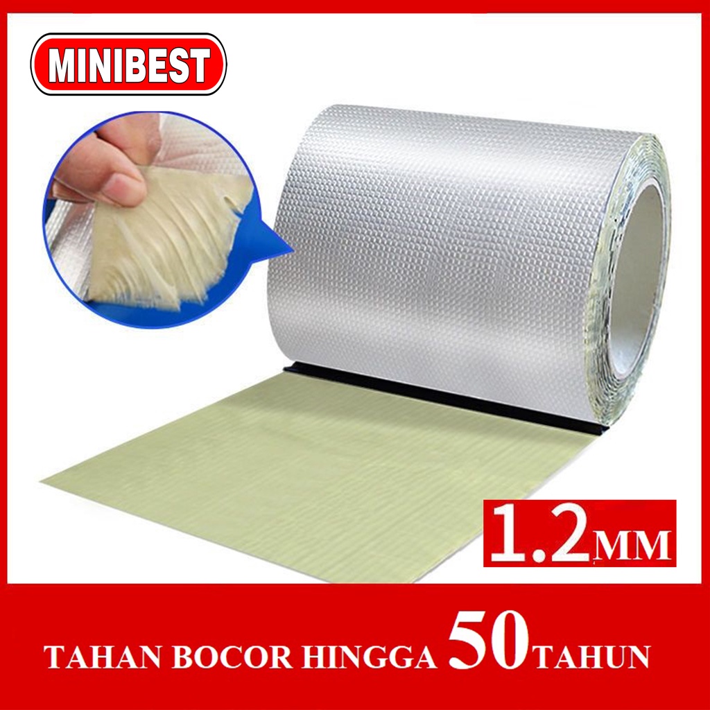 [MB] Lakban Anti Bocor Lem Anti Air Aluminium Foil Butyl Super Waterproof Tape Tambal Silver anti bocor / Aluminium Foil Tape Waterproof