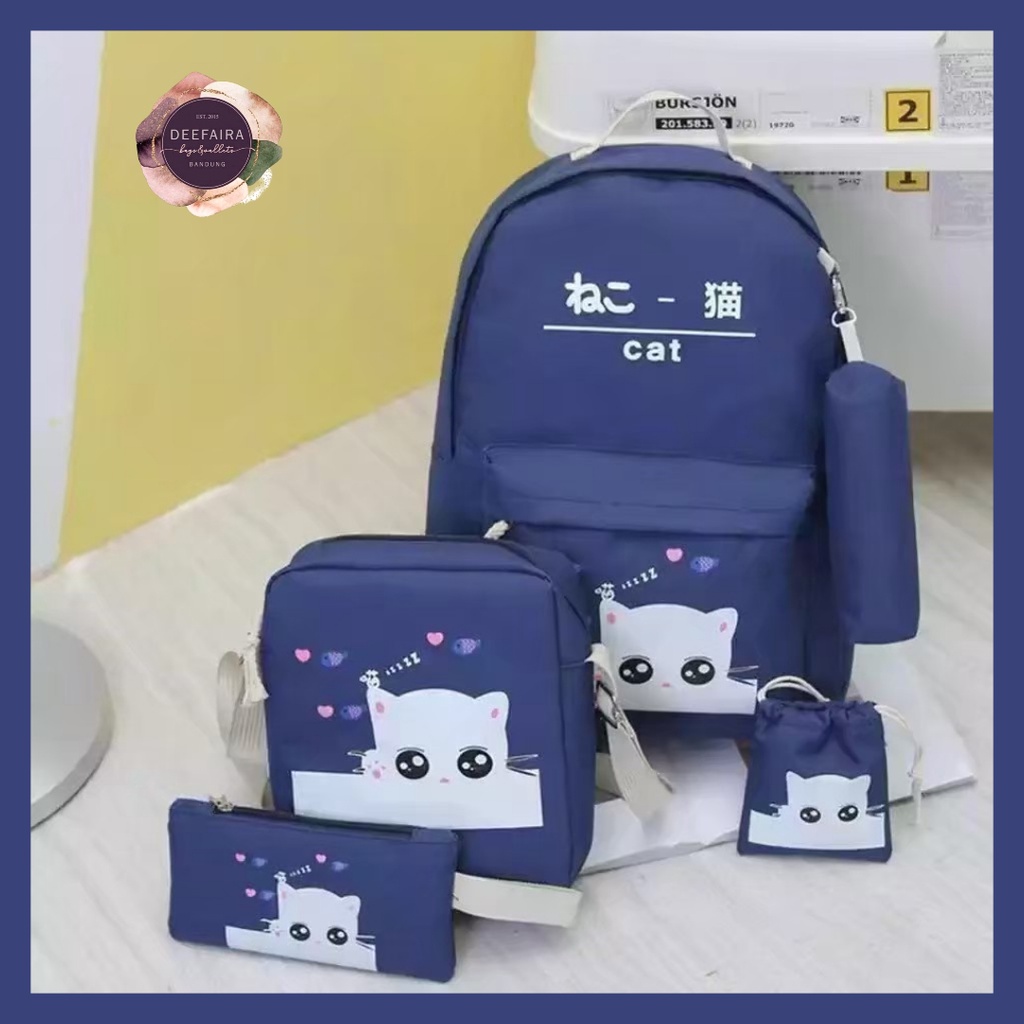 Tas Sekolah Anak Perempuan Lucu Motif B4byCat Buy 1 Get 4 Khusus Untuk Anak Tk Sd Smp