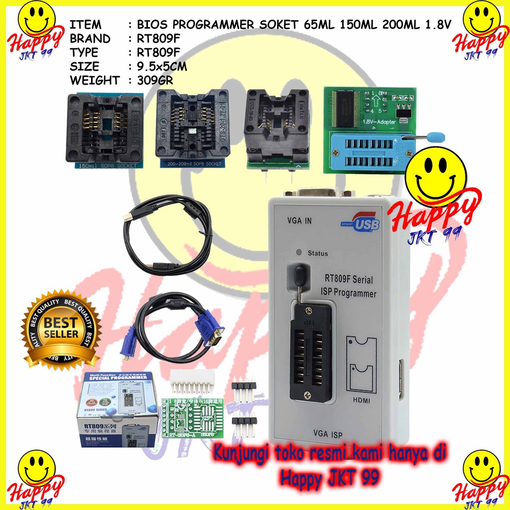 [ HAPPY JKT 99 ] FULLSET ALAT FLASH BIOS PROGRAMMER RT809F 150ML+200ML+0.65ML+1.8V ORIGINAL