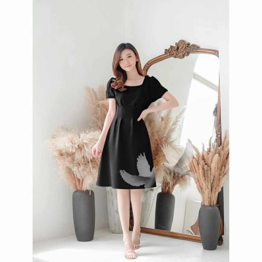 Dress Pesta Party Dress Dress Scuba Scuba Dusty Pink Dress Natal Wanita Terbaru 2021 dress scuba wan