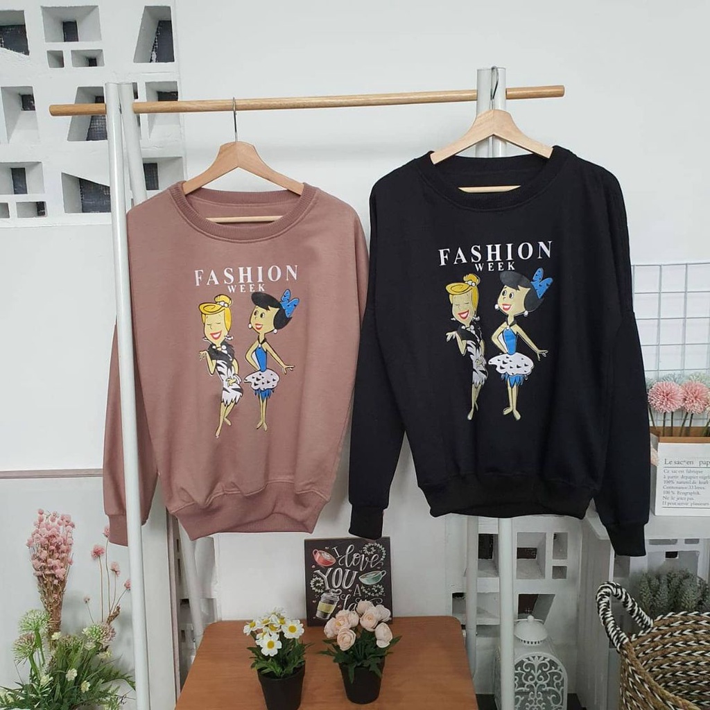 Flinstone Wife Sweater Unisex Motif Print-OOTD Best Quality All Size Fit to L