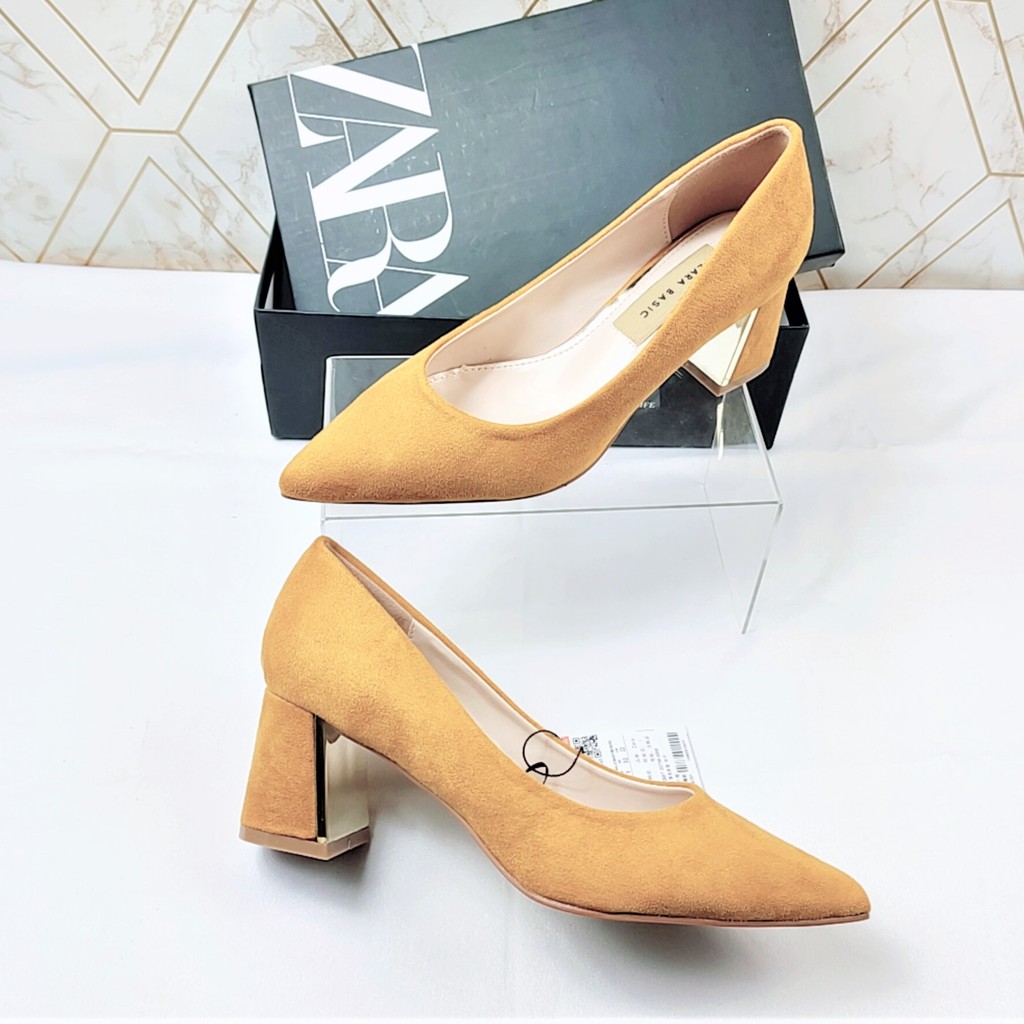 ZR Glossy Plated Basic Heels 68299-1-Yellow Suede