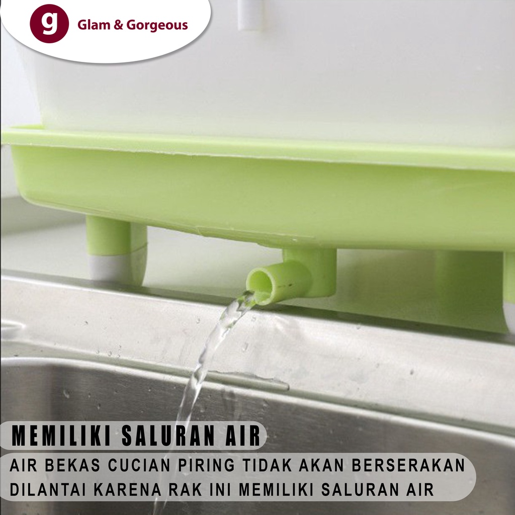 Rak Piring Plastik Dapur 2 Susun Pengering Gelas Cangkir Serbaguna RD005 Tebal Berkualitas