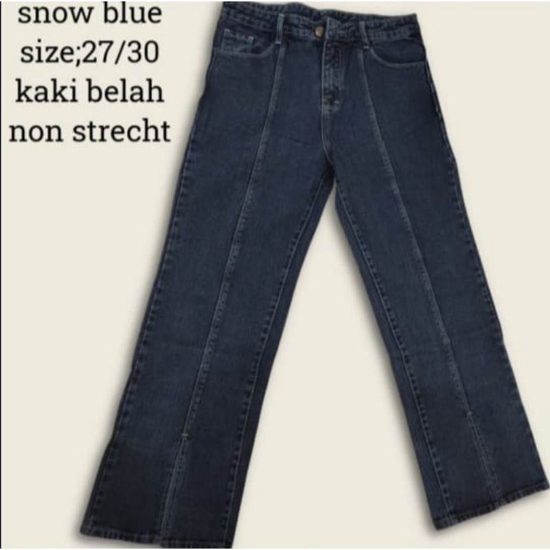 Celana jeans kaki belah kulot non streacht