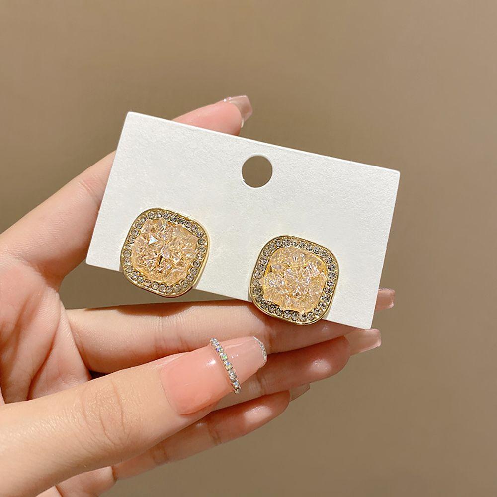 Mxbeauty Anting Berlian Trendi Hadiah Sederhana Elegan Perempuan Gadis Bentuk Persegi Wanita Stud Earrings