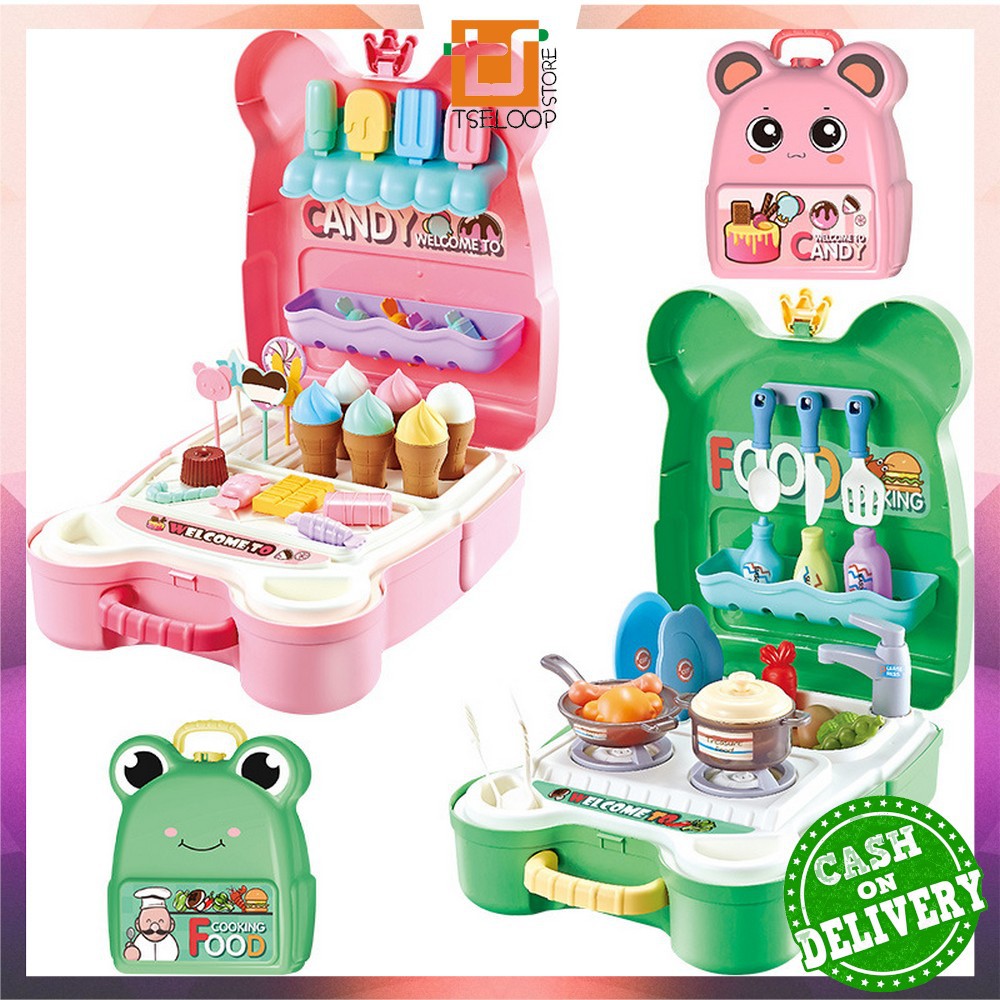 OFM-M108 Mainan Kitchen Set Tas Ransel Anak Set Dapur Mainan Masak Masakan Wastafel / Ice Cream Make