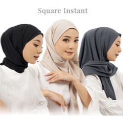 TERMURAH !! HIJAB SEGI EMPAT INSTAN PLUS INNER 2IN1 / SEGIEMPAT INNER 2IN1 CERUTY BABYDOLL 2 LAYER