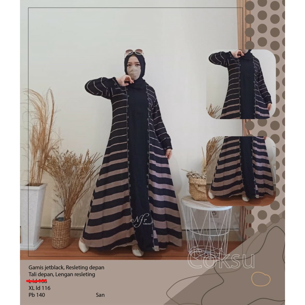 gamis jetblack @nd-1 busui M ld 102 XXL ld 116