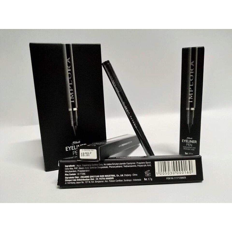 Eyeliner Pen Implora Original Black Waterproof Eye Liner Hitam model Pulpen Tahan Air