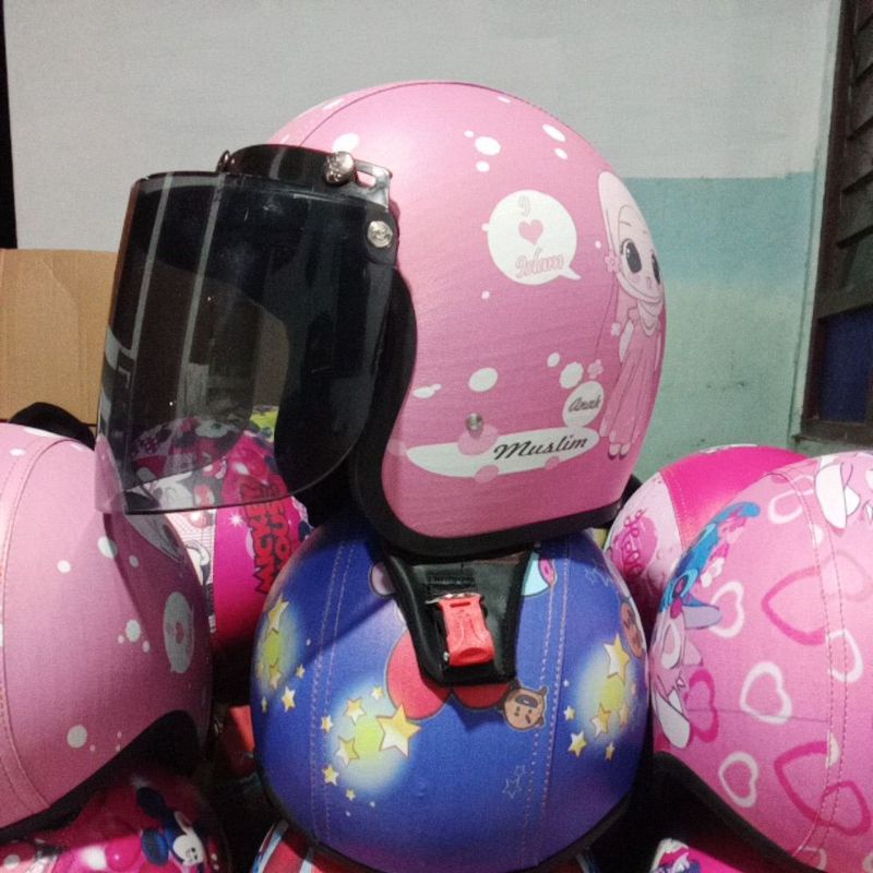 HELM RETRO BOGO ANAK KULIT KARAKTER MOTIF COWOK USIA 5-8 TAHUN