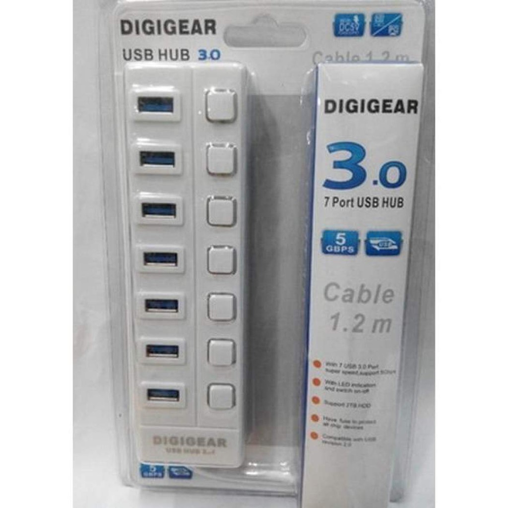 USB HUB 3.0 (5 GBPS) DIGIGEAR 7 PORT ON/OFF