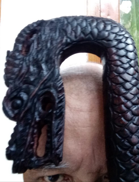 Tongkat Jalan  Kayu Gl Asem Ukir Naga