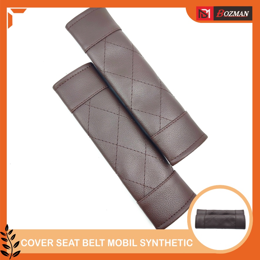 Cover Seat Belt Kulit Sintetis Bozman Mobil Keselamatan Safety Berkendara Motif