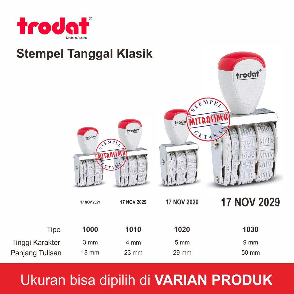 

Stempel klasik tanggal Trodat tipe 1000 1010 1020 1030