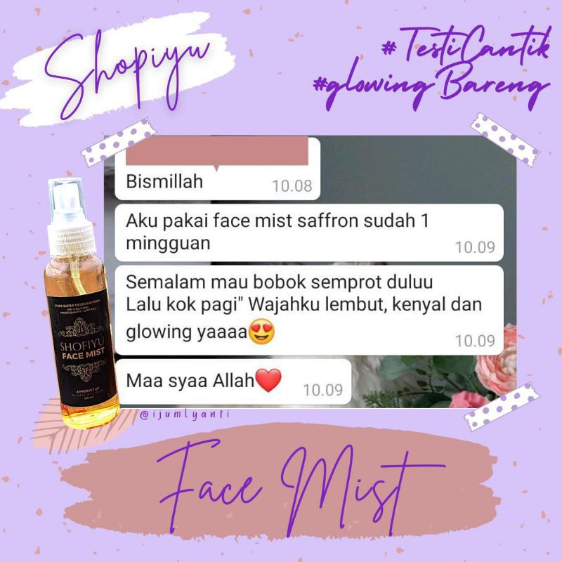 Face Mist Saffron by Shofiyu skincare javahills