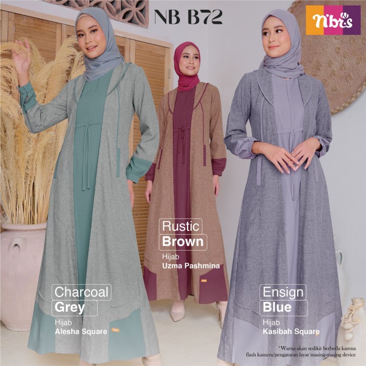 Nibras Gamis NB B72 Bahan Kranji Rustic Mix Amunzen Dress Muslimah Kekinian