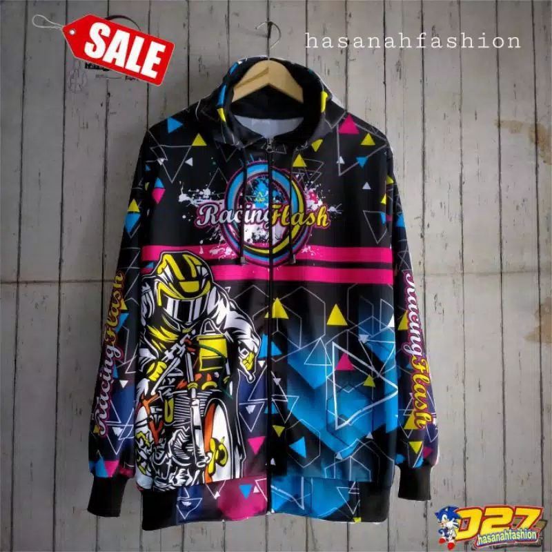 jaket racing motif terbaru pria wanita dewasa.
