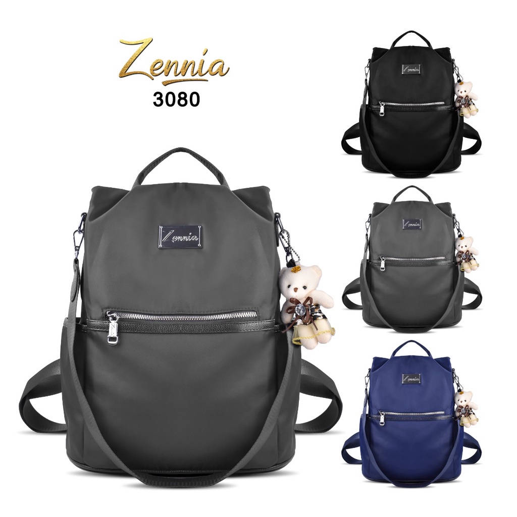 (TSI) Tas Wanita Zennia 3080 Tas Ransel Korea Tas Wanita Punggung Kantor Kerja Sekolah Kuliah Outdoor Trendy Fashion Style Travel Casual Backpack Serut Anak Remaja Perempuan Selempang Cewek Bag