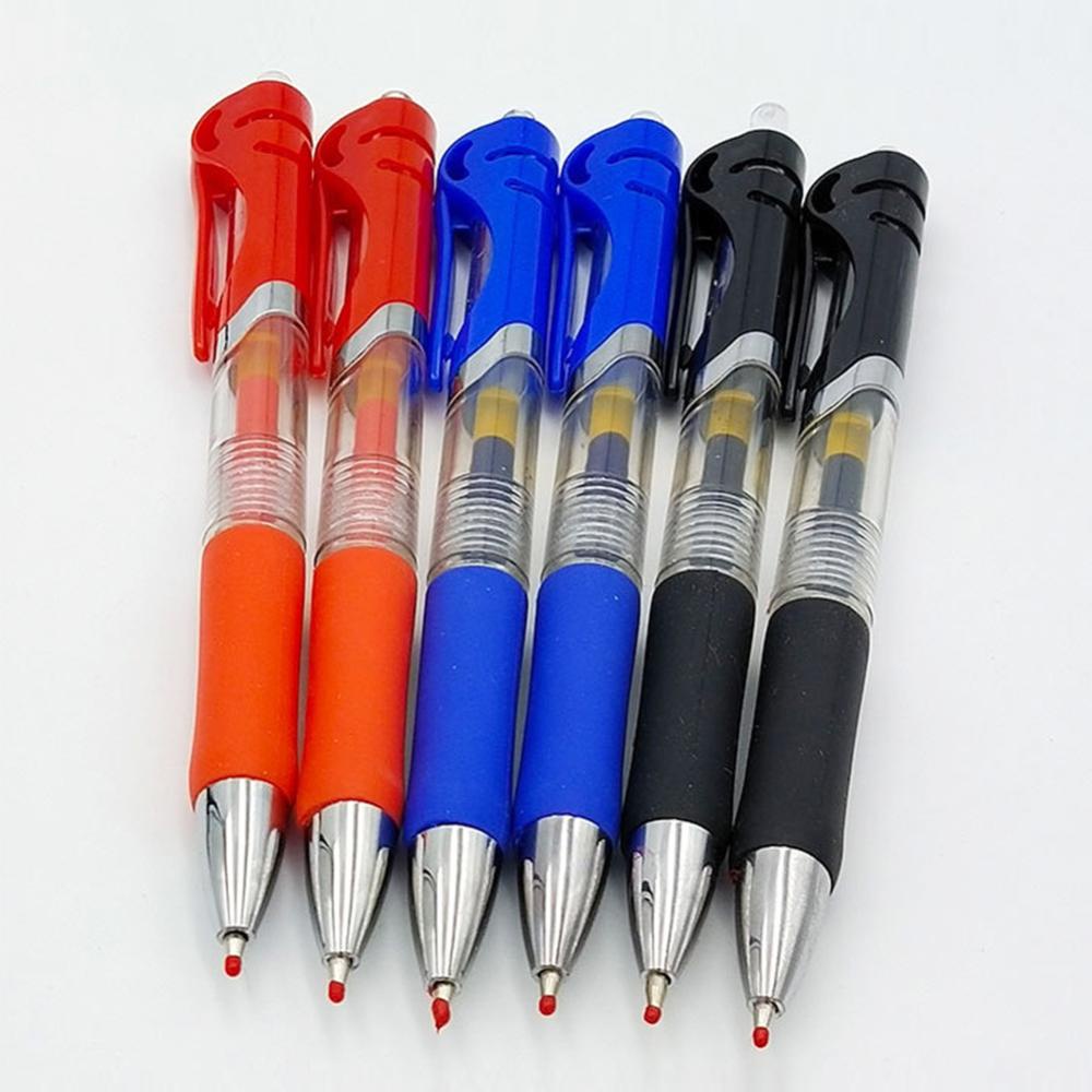 Timekey 5pcs / set Pulpen Gel 0.5mm Retractable Warna Hitam / Biru / Merah Kapasitas Besar Untuk Sekolah / Kantor B9W4