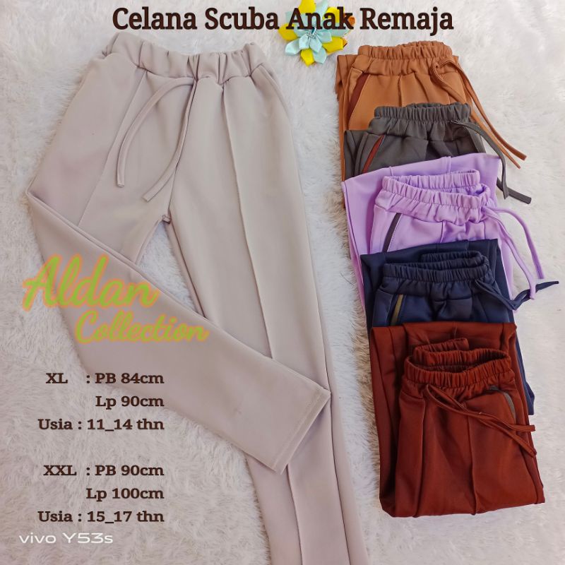 Celana Scuba Anak Perempuan Tanggung 4-16 Tahun / Celana Anak Perempuan Remaja / Celana Anak Remaja / Celana Anak Tanggung / Celana Anak Perempuan / Celana Panjang Anak Perempuan / Celana Panjang Anak / Celana Scuba Anak