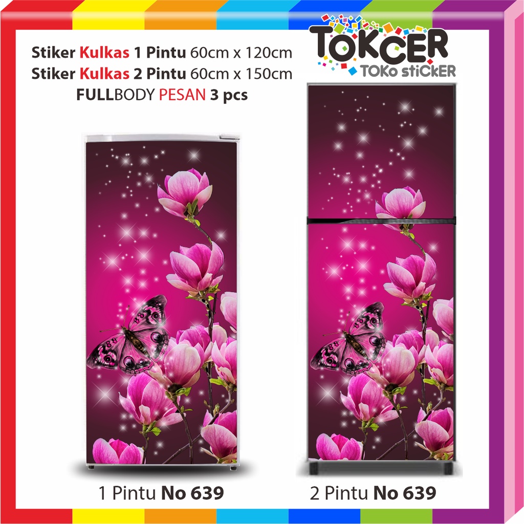 Stiker Kulkas 1 Pintu atau 2 Pintu Standar Motif Aneka KUPU-KUPU