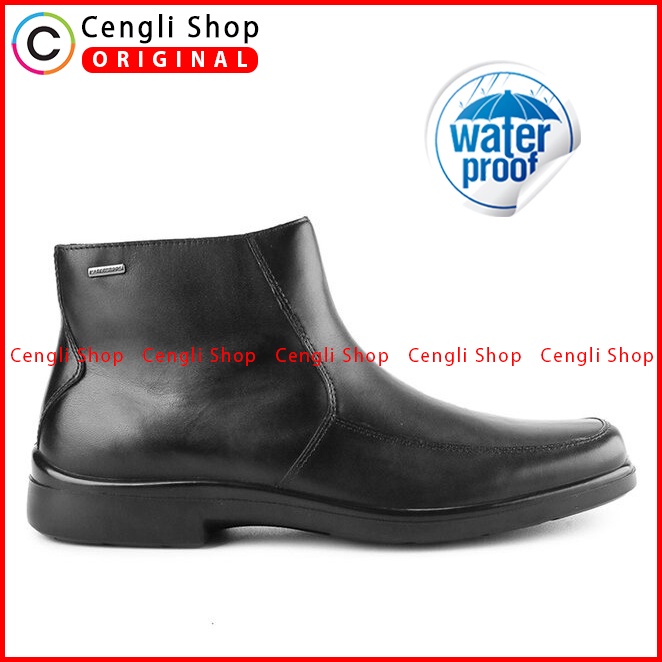 SEPATU BOOT PRIA  HUSH PUPPIES ORIGINAL FORMAL KULIT ASLI HITAM HM001