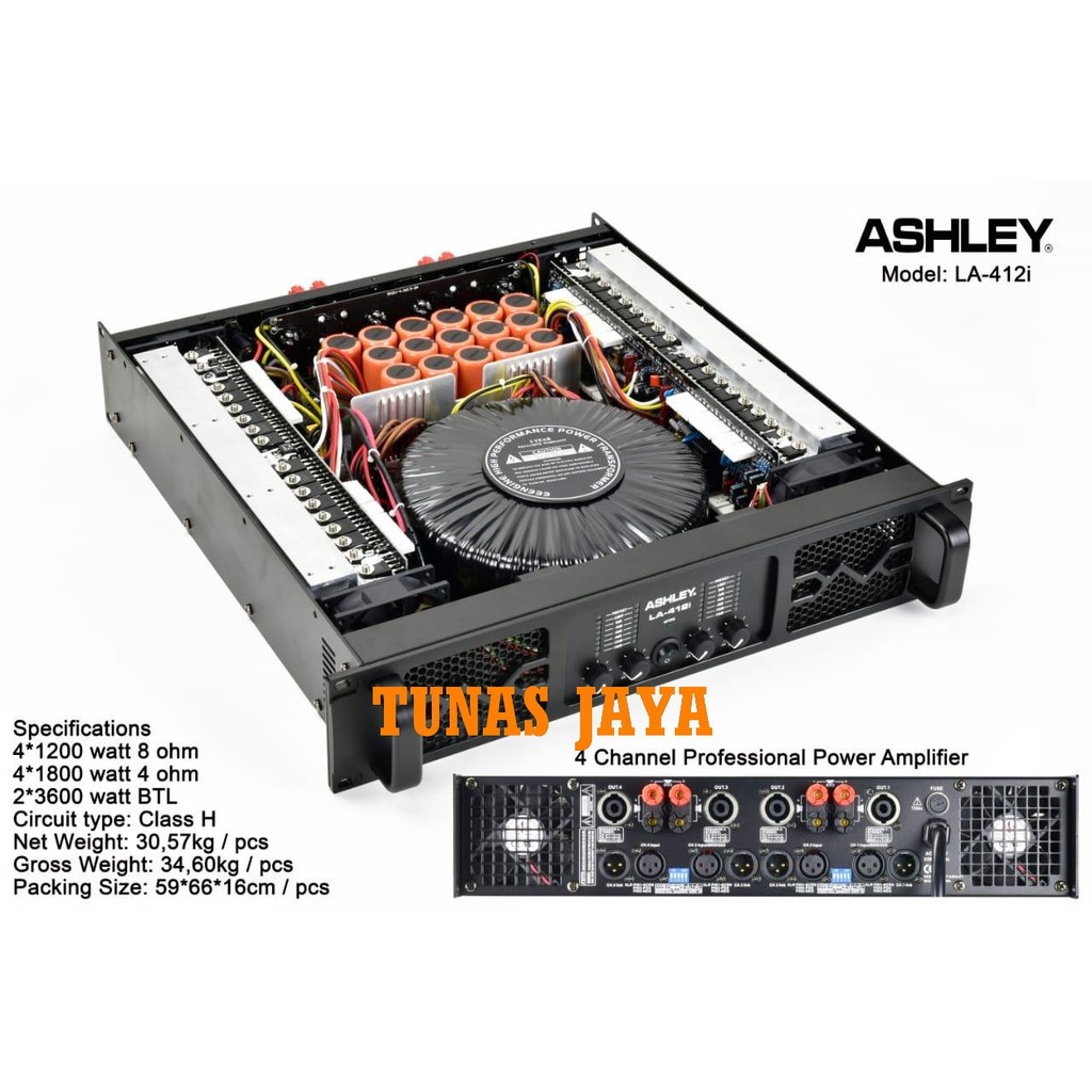 Power Amplifier ASHLEY LA412i/LA 412i/ LA412I 4Channel (Original)