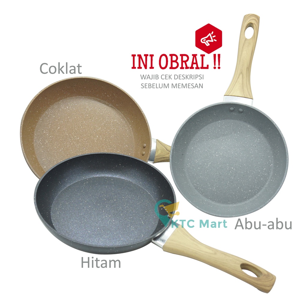 [OBRAL] Frypan GRANITE Anti lengket Marble Induksi MURAH REJECT | Penggorengan Anti Lengket Non Stick