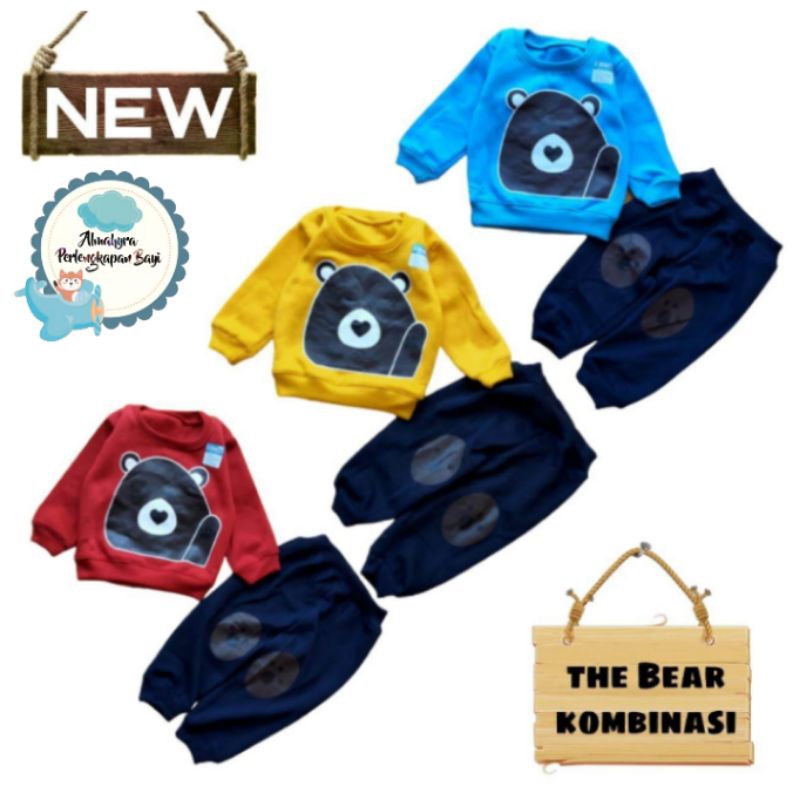 Setelan sweater bayi murah 3_12 bulan motif The bear kombinasi