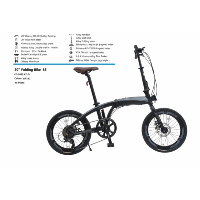 Sepeda lipat 20 Odessy Xylo alloy 8spd