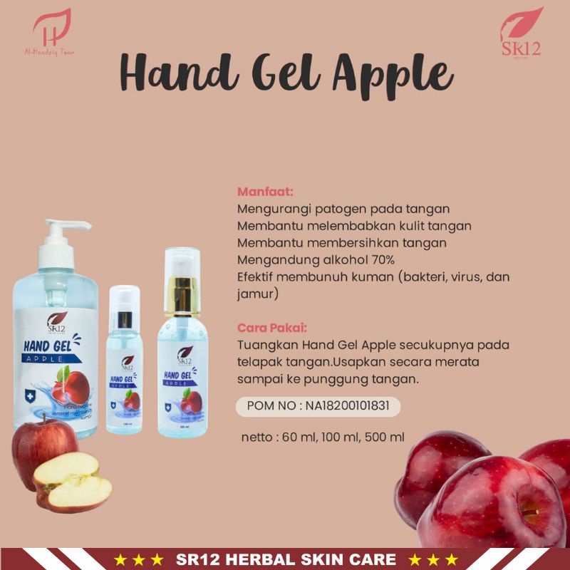 Hand Gel SR12 | Hand Gel Apple SR12 | Netto 500ml | Pembersih Tangan SR12 Skincare