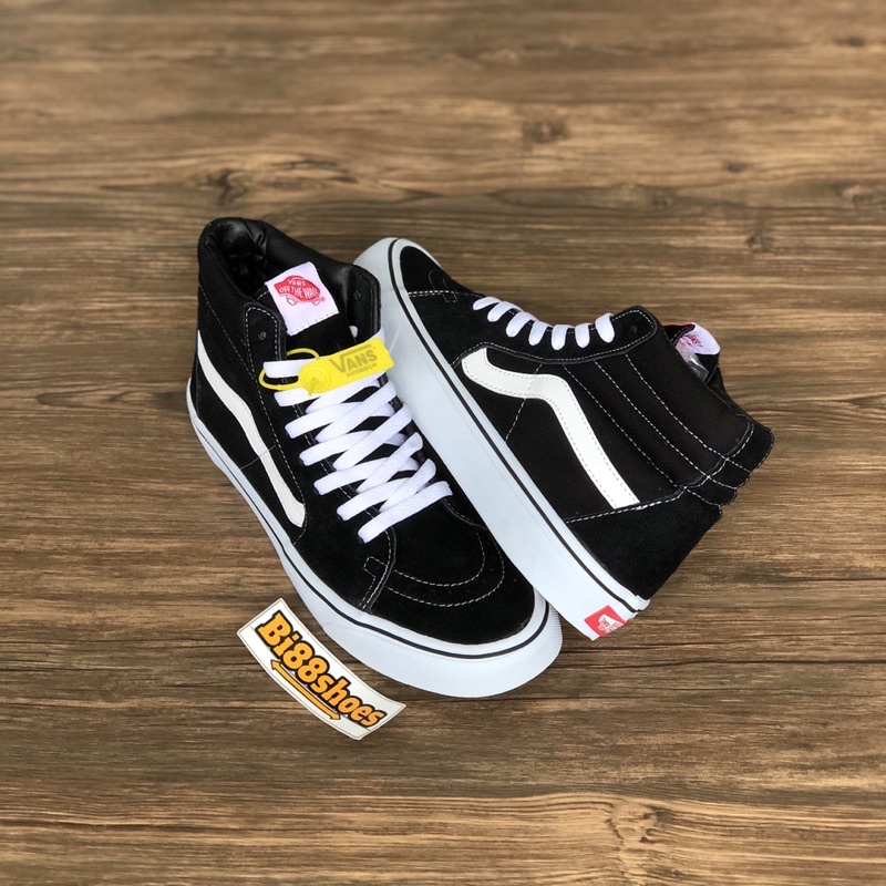 ( PROMO BNYAK BONUS BAYAR DI TEMPAT COD ) Vans Sk8 High Black White Import Premium