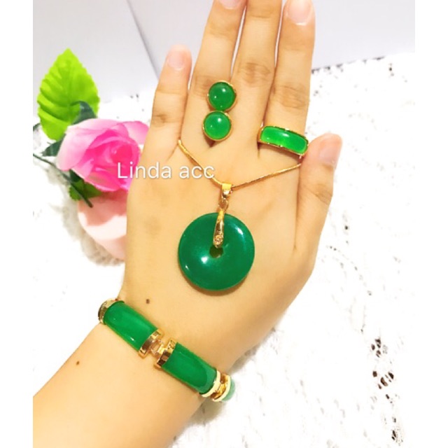 promo set permata giok liontin giok bulat asli