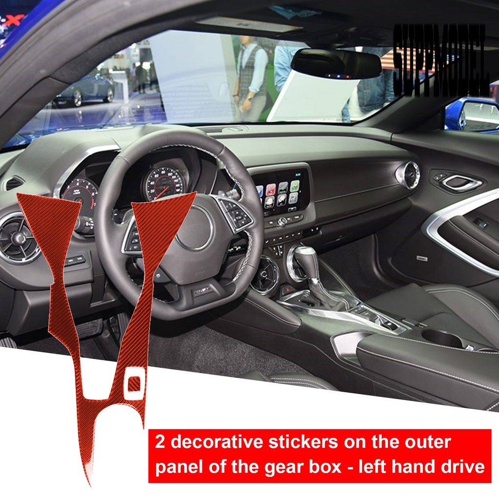 Suppmodelx 2Pcs Stiker Cover Panel Persneling Mobil Anti Gores Bahan Carbon Fiber Untuk Chevrolet Camaro 2017-2019