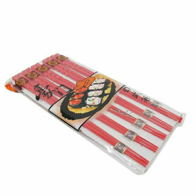 Sumpit Mie Ulir I Sumpit Melamin Ulir isi 10 pasang - Merah