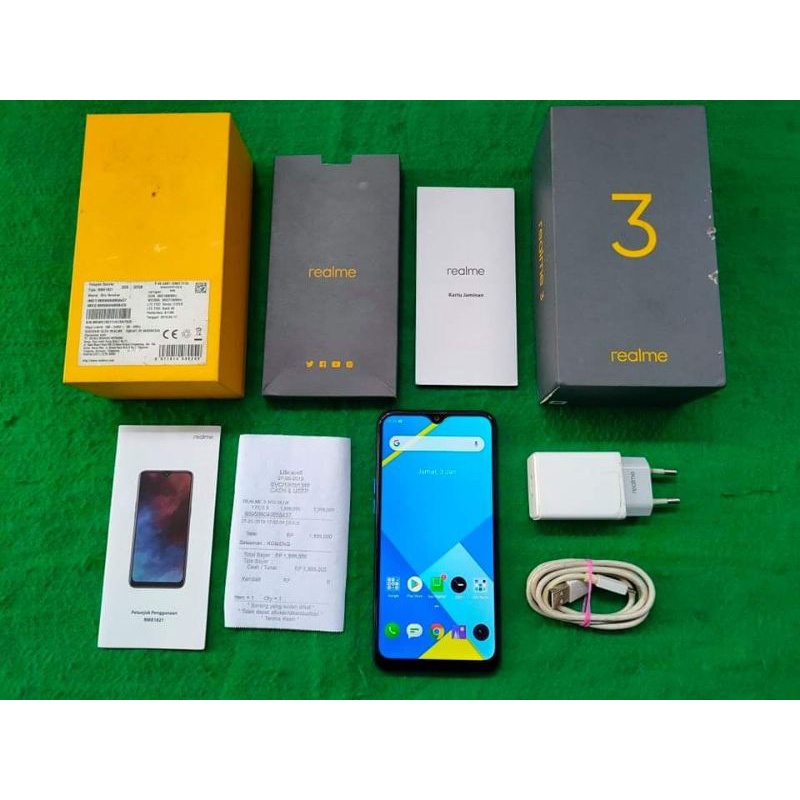 Realme 3 3/32 Biru bekas second