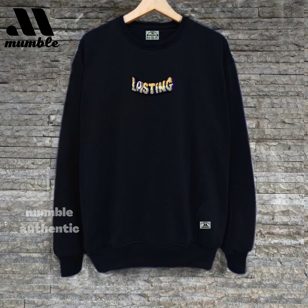 Crewneck Pria Hitam Original Distro MUMBLE AUTHENTIC Sweater Oversize 2022 Bahan Katun Flecee Tebal Switer Kruneck