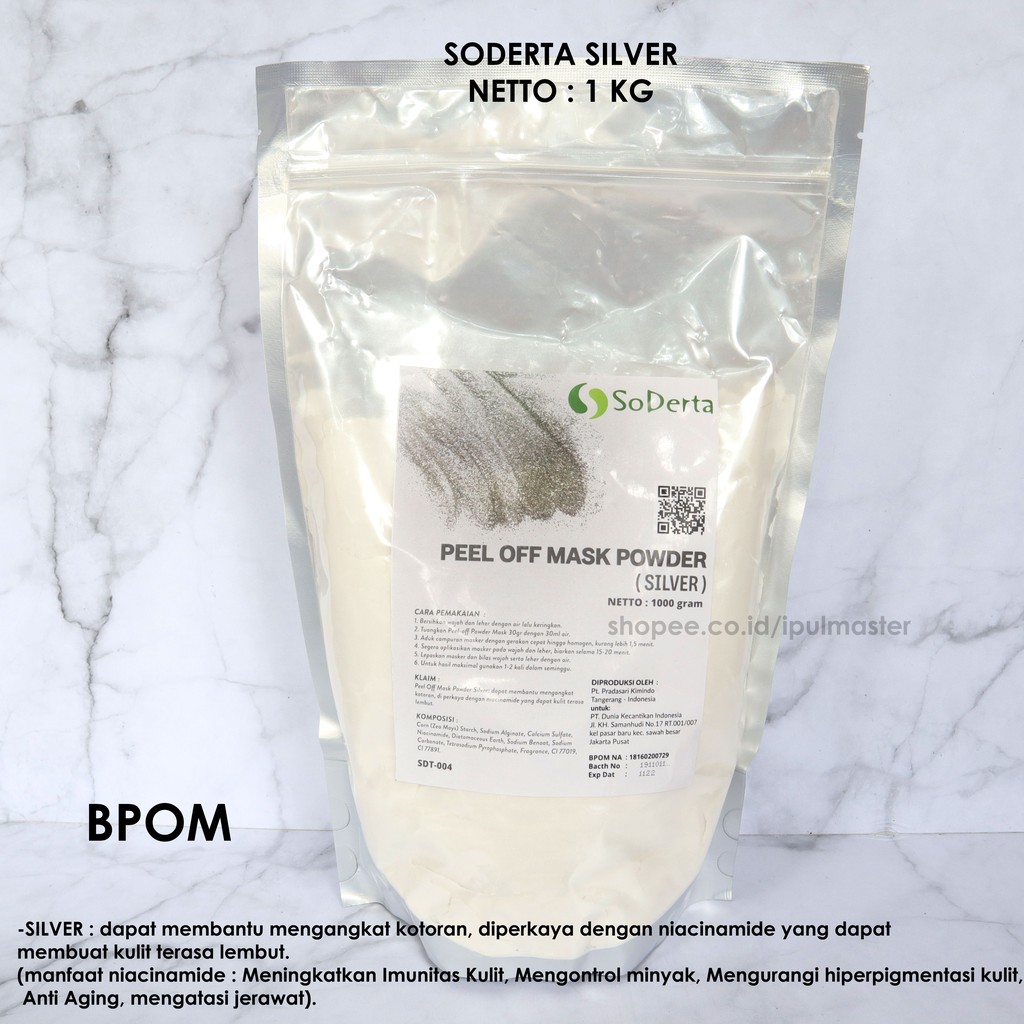 Soderta Peel Off Mask 500 g Masker Klinik Bubuk Rubber Jelly BPOM