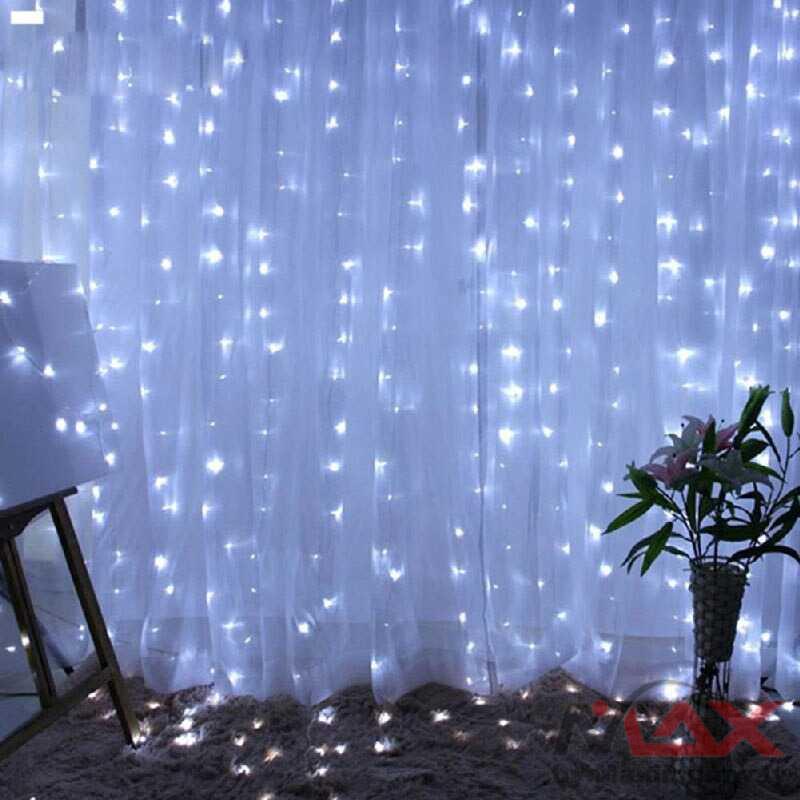 ANBLUB Led Tirai dekorasi Lampu String USB Dekorasi 3x3 Meter 300 LED + Remote - S-04 Warna Putih