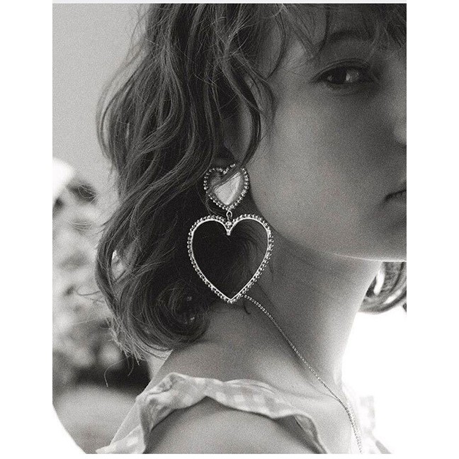 LRC Anting Tusuk Fashion Metal Heart Earrings A60002