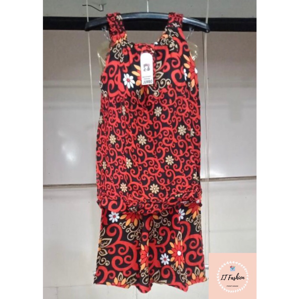 Setelan Wanita Hotpant Papan Jumbo Batik Marissa Tanpa Lengan Motif Bunga Batik