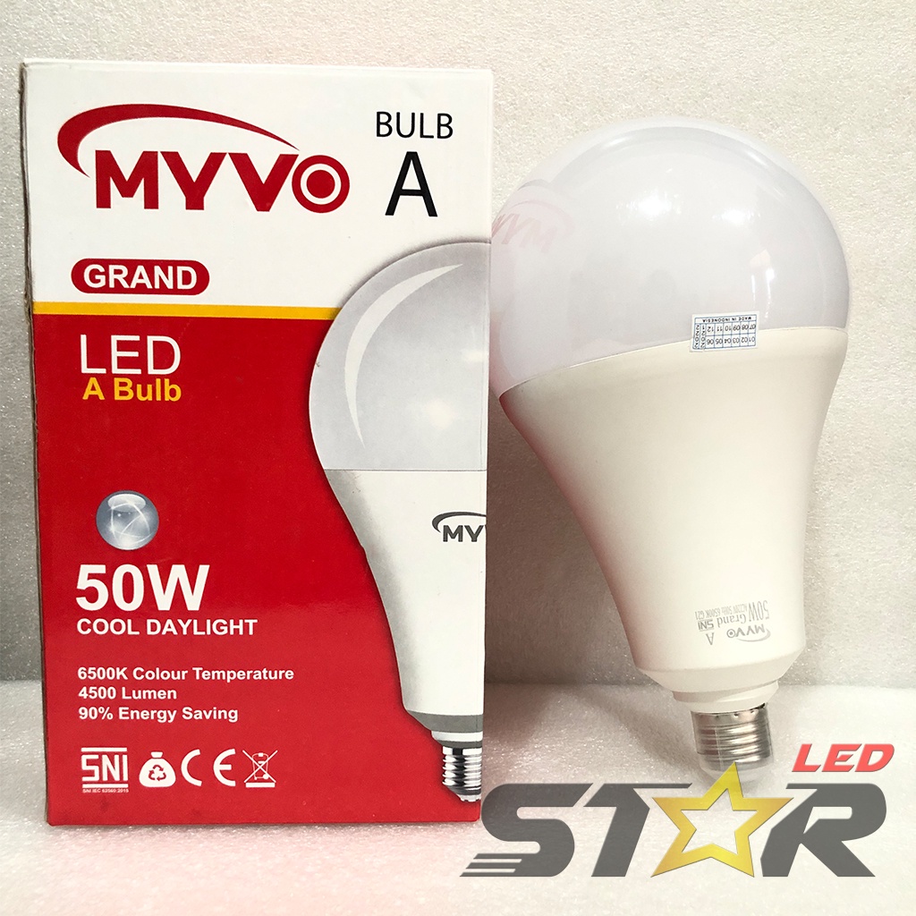 MYVO Grand Bulb A LED 50W Lampu Bohlam Bulat Murah Hemat Energi Irit Listrik Super Terang 50 WATT Star