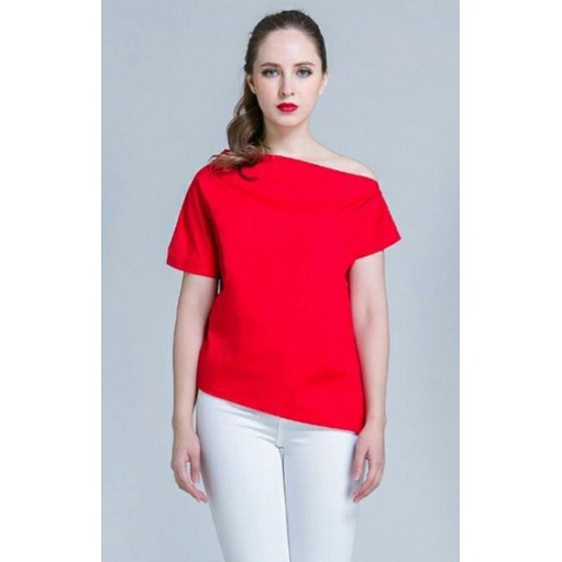 Blus Asimetris Katun Polos