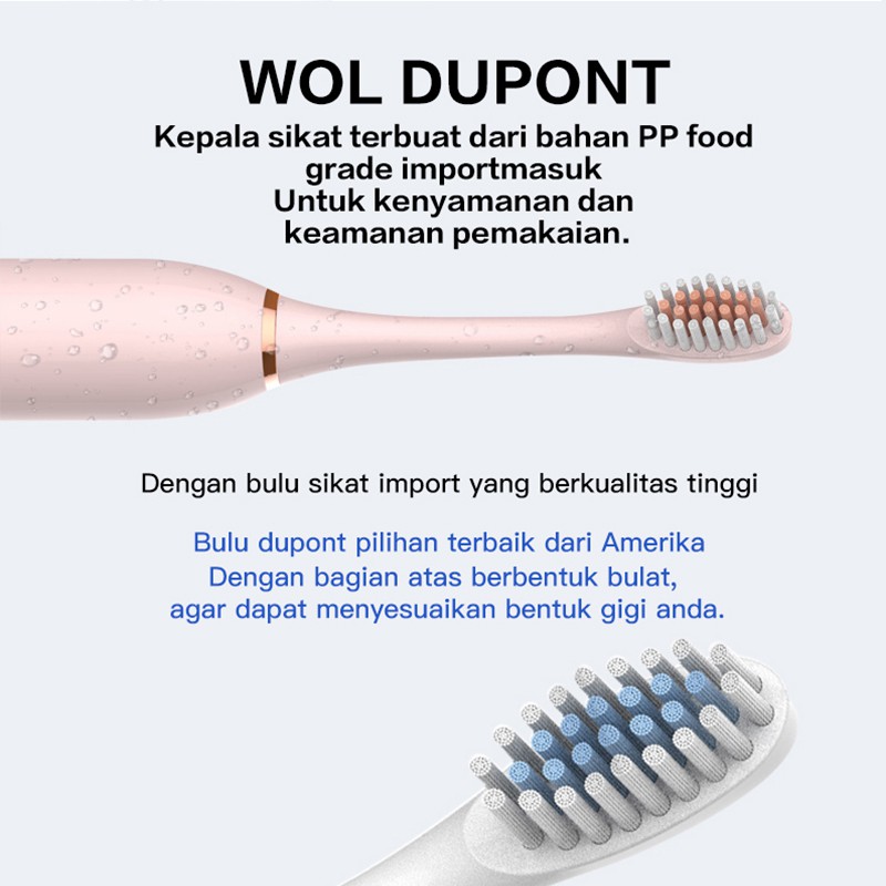 Sikat Gigi Elektrik Listrik Otomatis Toothbrush Automatic Waterproof 5 Mode 3 Sikat Lembut 3.0