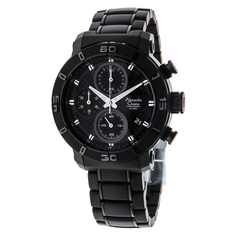 Jam Tangan Pria Alexandre Christie AC 6292 MC Ceramic Full Black Original