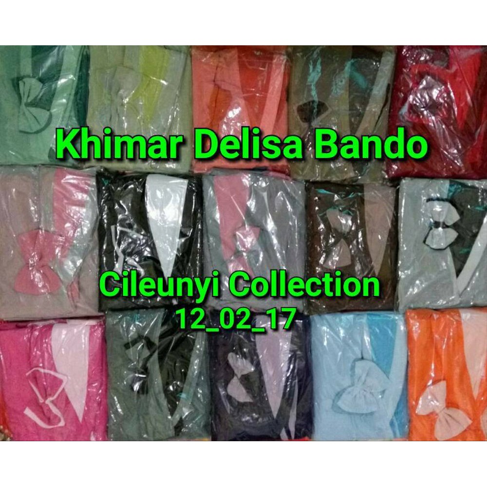 Khimar Delisa Bando / Khimar Bolak Balik dengan Pet dan Bros Pita Delissa Double Siffon Cerruti