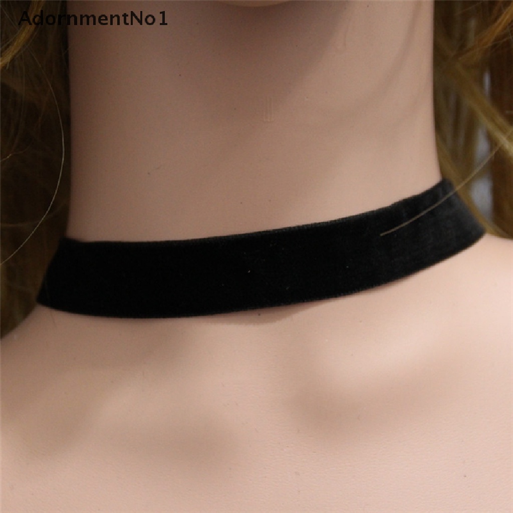 (AdornmentNo1) Kalung Choker Handmade Bahan Velvet Warna Hitam Gaya Gothic Retro Untuk Wanita