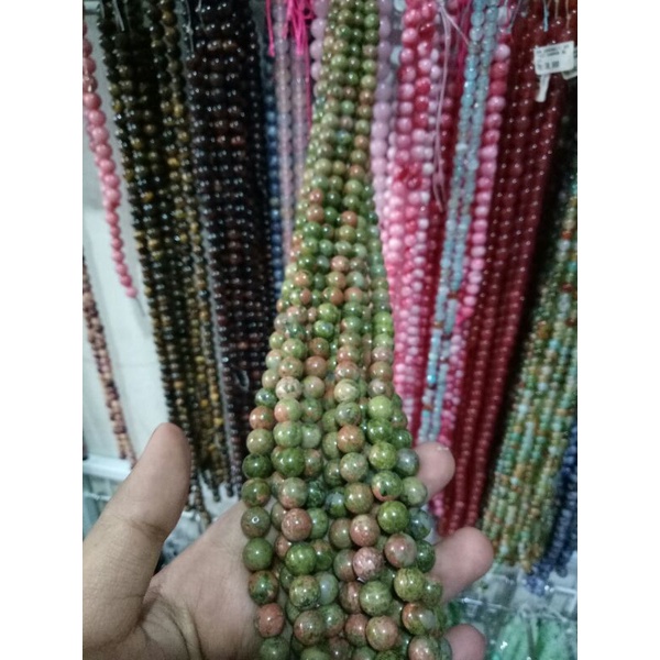 Batu Alam Asli Natural Kuarsa Unakite 4mm 6mm 8mm 10mm