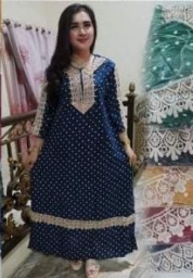 LONGDRESS ARAB RENDA POLKA KECIL  / DASTER RENDA ARAB  / DASTER MURAH