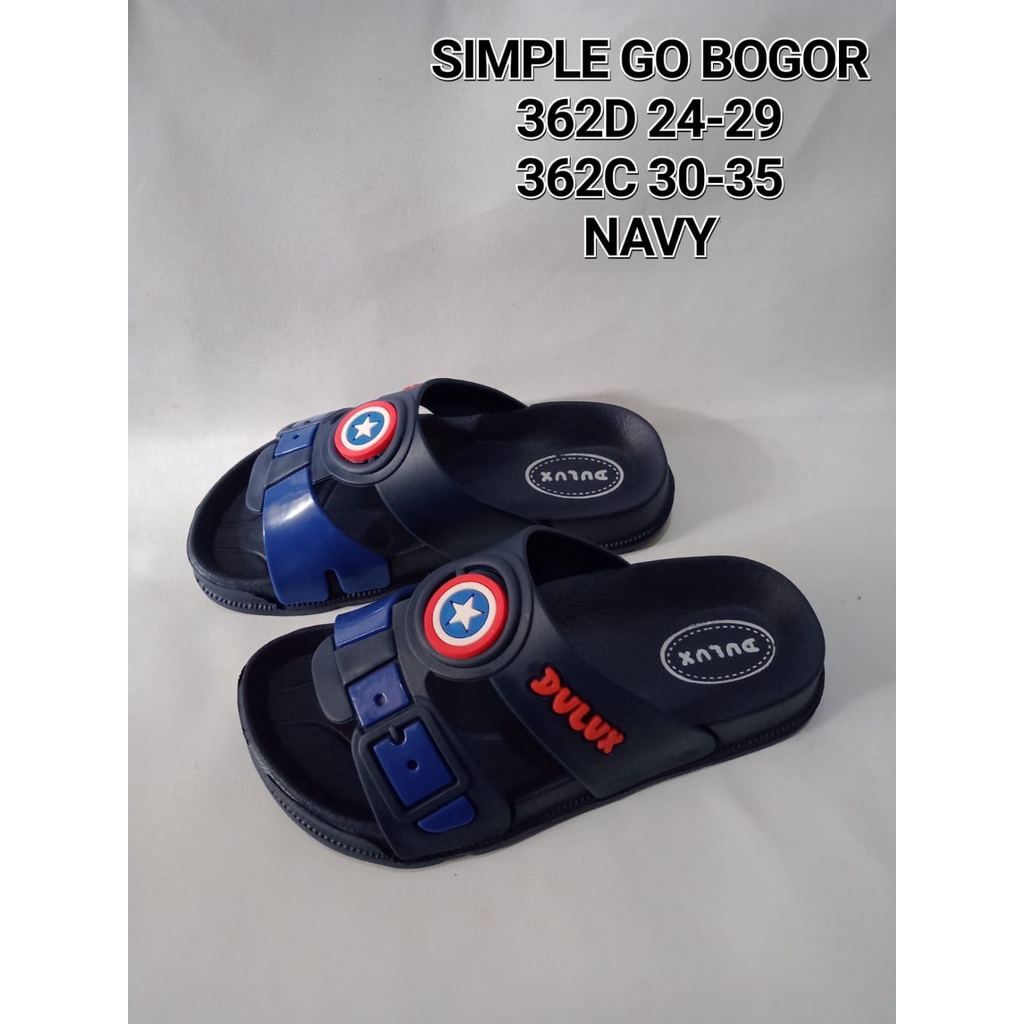 sandal anak usia PAUD umur 3 tahun 4 tahun gambar tameng kapten amerika&amp;hulk bahan halus nyaman dan tidak licin 362D size 24-29